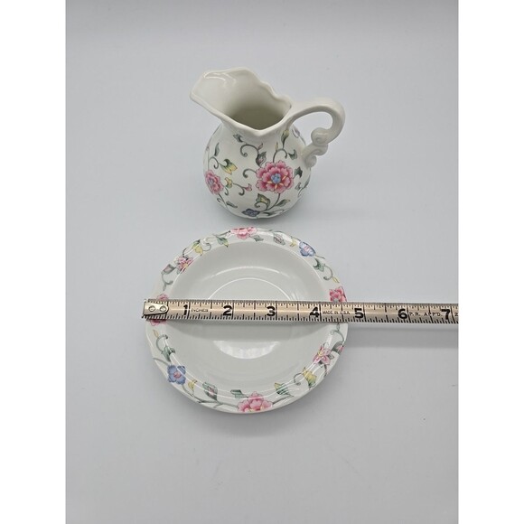 VTG Inarco Porcelain Floral Pitcher & Wash Basin Set Decorative Accent - Picture 9 of 10